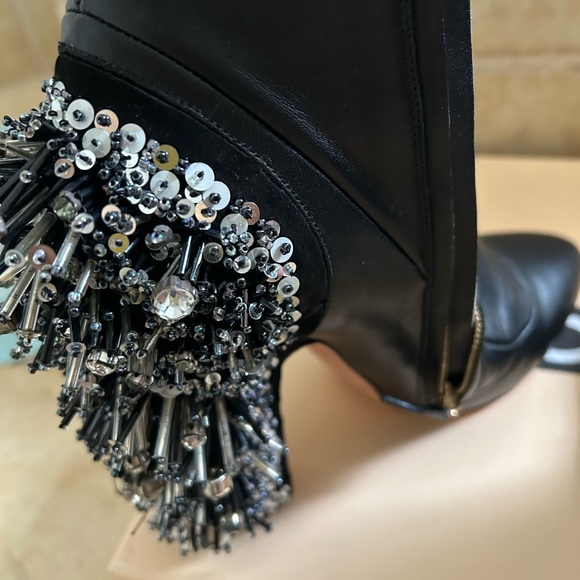 Rare Rochas boots high hill 4 inch black leather - Picture 4 of 11